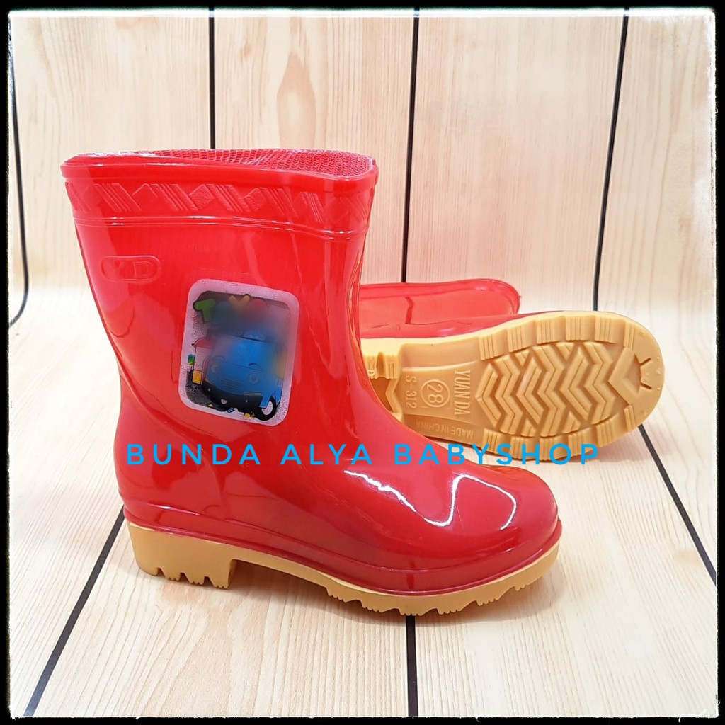 Sepatu Boots Air Anak Laki Laki 1 - 4 Tahun Bus Lengkap SIze Sepatu Boots Hujan Anak Cowok Tahan Air MERAH Size 26 - 35