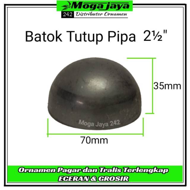 Batok tutup pipa 2½ in dop pipa besi plat