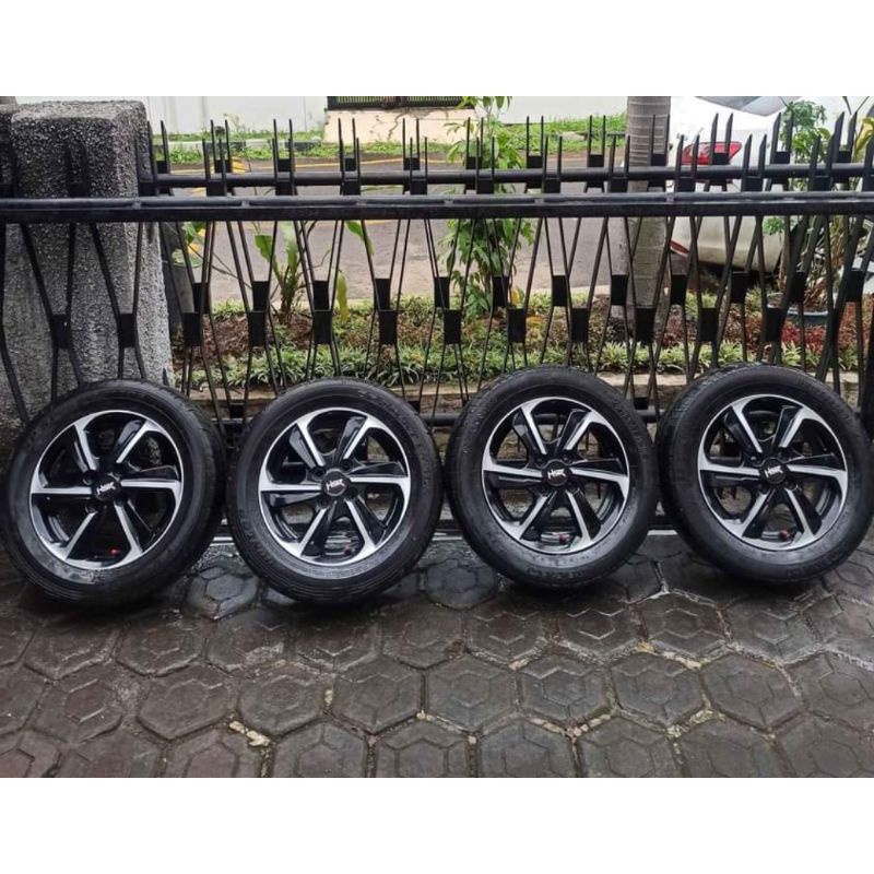4 Velg R14 PCD 100+Ban 175/65 agya ayla karimun sigra calya sirion classy brio mobilio jazz yaris harga yg tercantum untuk 4 velg dan 4 ban tinggal pasang
