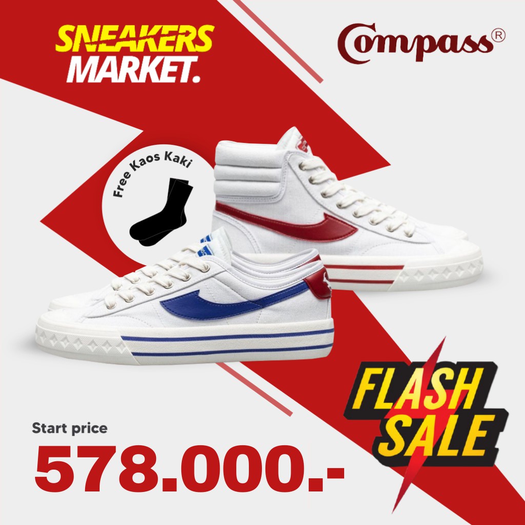 COMPASS RETROGRADE LOW WHITE BLUE & HIGH WHITE RED [FREE STICKER]