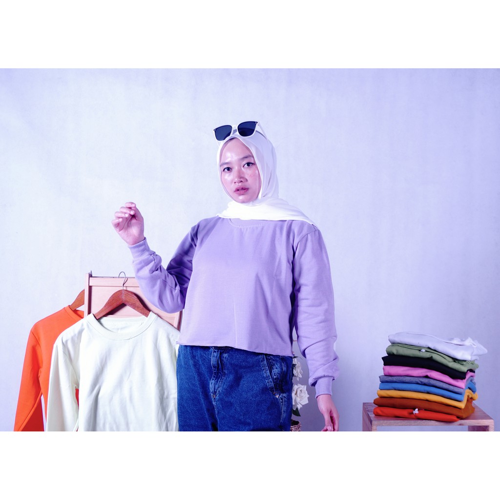 BASIC CROOP SWEATER 20 WARNA  KOREAN STYLE