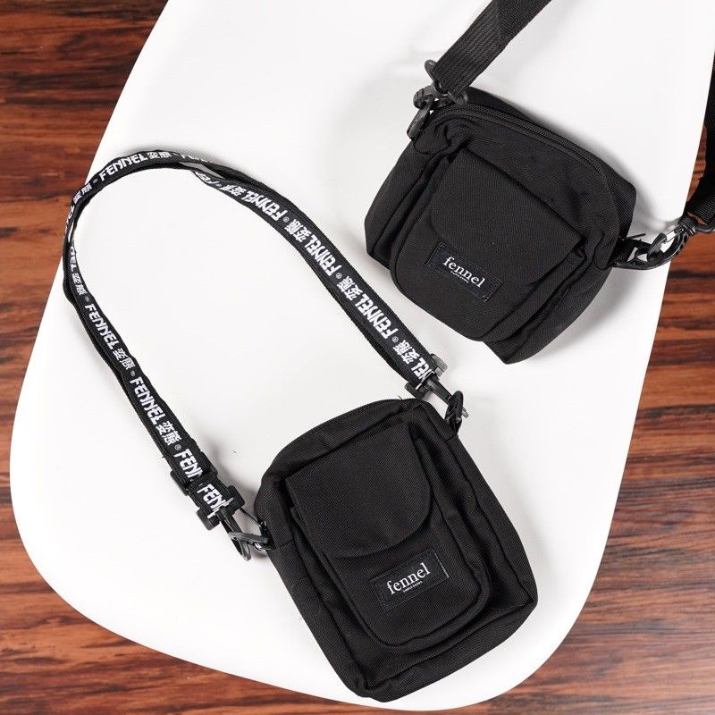 Tas Selempang Slempang Slingbag Sling Bag Distro Skate Fennel  Hitam Polos Pria Laki Laki Cowok
