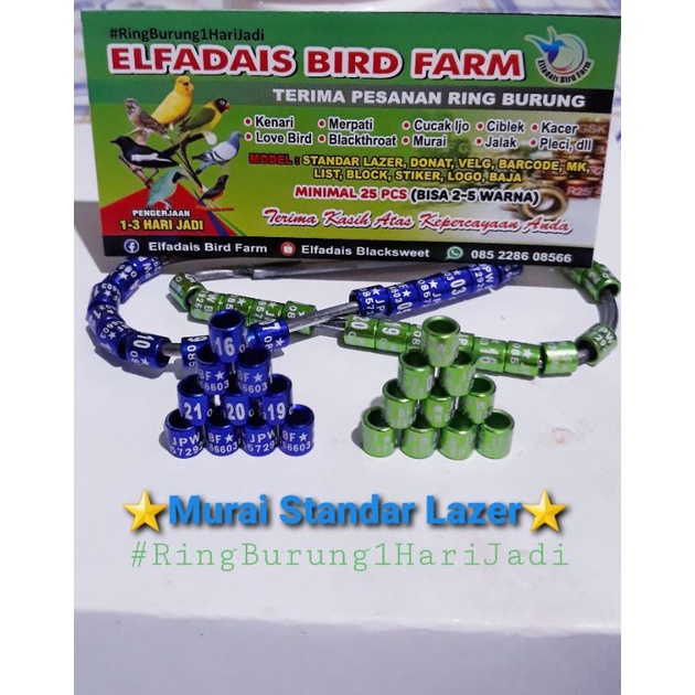 Ring Burung Cepat 1Hari Jadi 50Pcs STANDAR LAZER