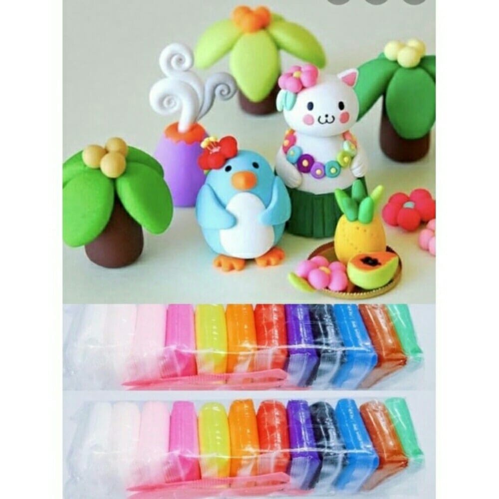 {DS} Clay Polymer Plastisin 12 in 1 set Clay Mainan Edukasi Anak