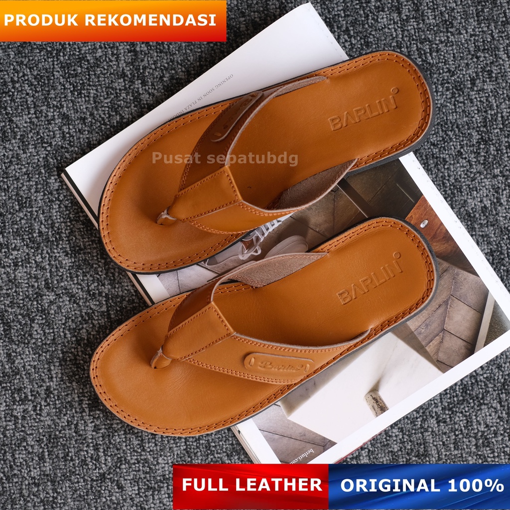 Sandal Japit Kulit Pria Original Kasual Sendal Pria Full Kulit Jepit Distro