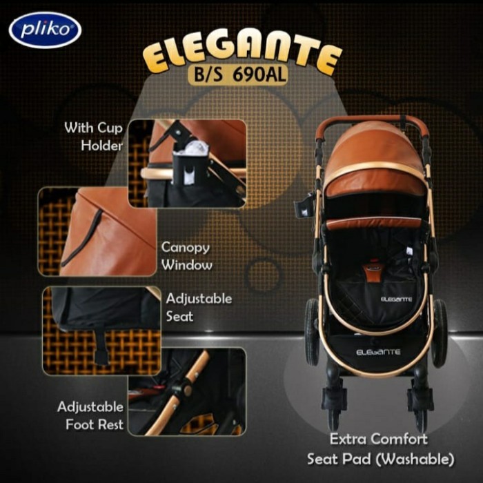 Stroller Pliko Elegante BS690AL 2in1 Kereta Bayi Reversible Handle Reversible Seat