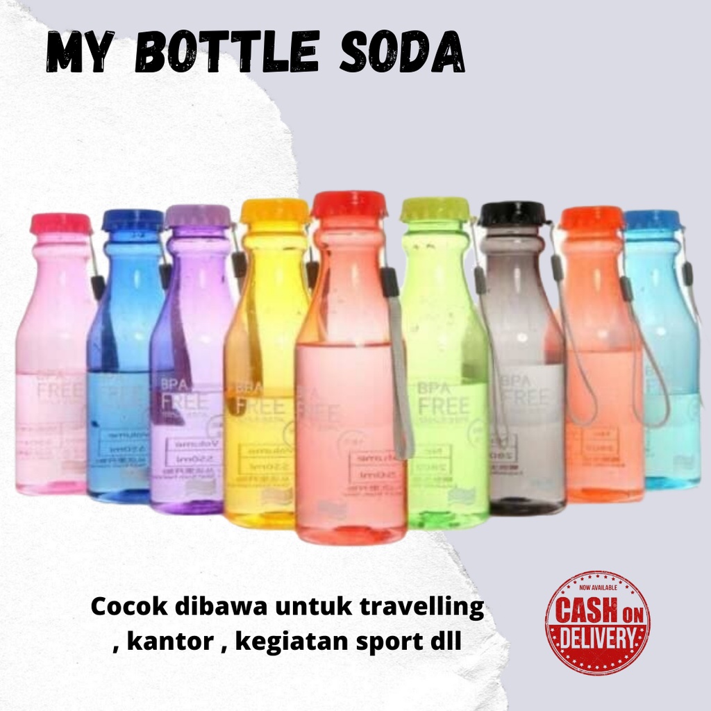 Botol Minum Soda BPA Free 500 ML / Botol warna trendy anti tumpah water bottle colorful [COD]