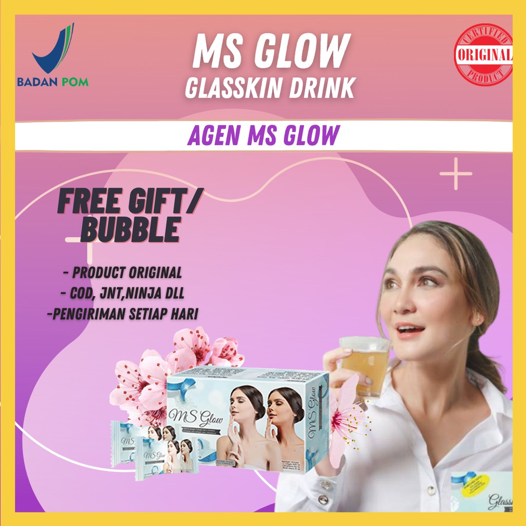 

(BISA COD/FREE GIFT) MS GLOW GLASSKIN DRINK MINUMAN COLLAGEN PENCERAH WAJAH ORIGINAL