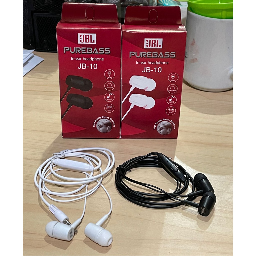 Headset Handsfree JB10 + Mic Premium Quality Streo Purebas JB-10 Handsfree jbl
