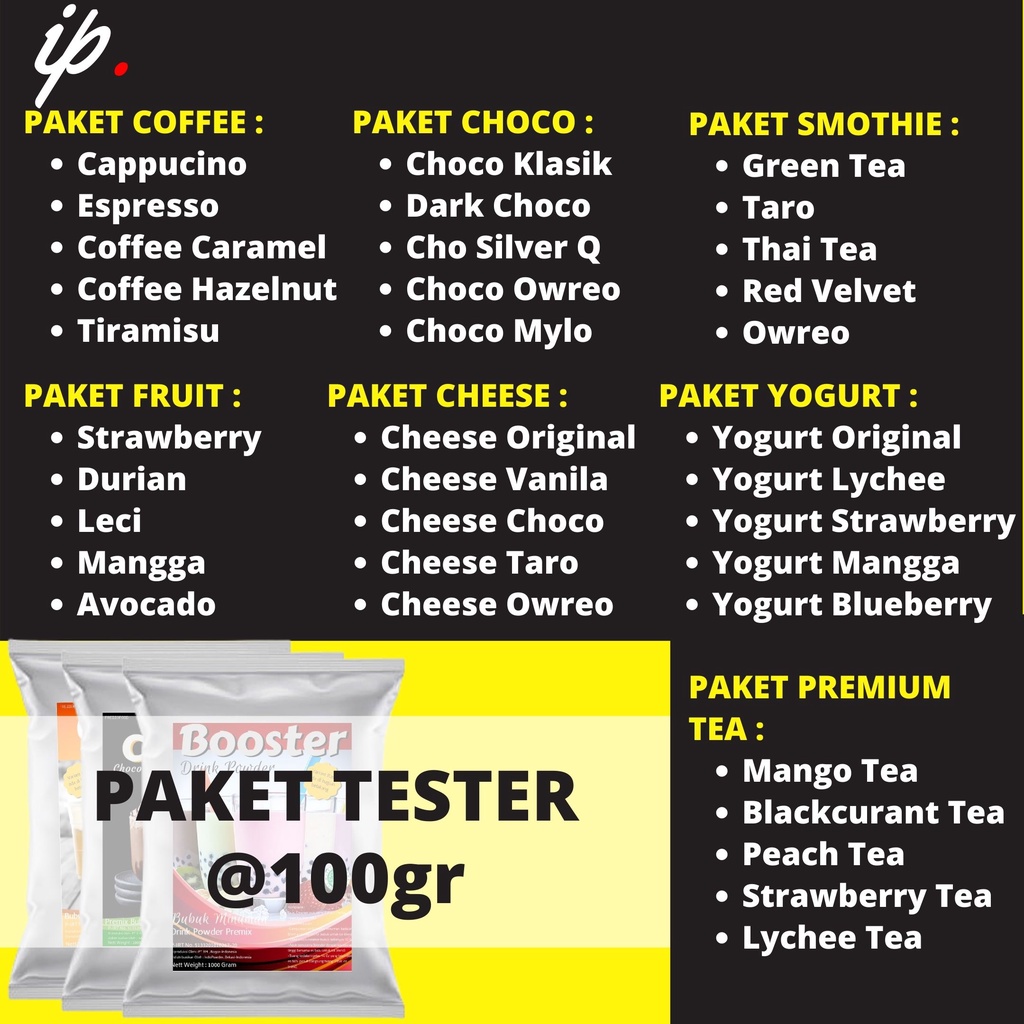 PAKET TESTER / SAMPLE Best 5 Varian YOGURT  Harga adalah 1 Paket berisi 5 Variant