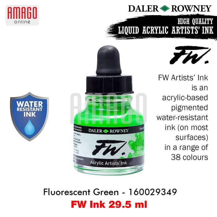 DALER-ROWNEY - FW INK 29.5 ML - FLUORESCENT GREEN - 160029349