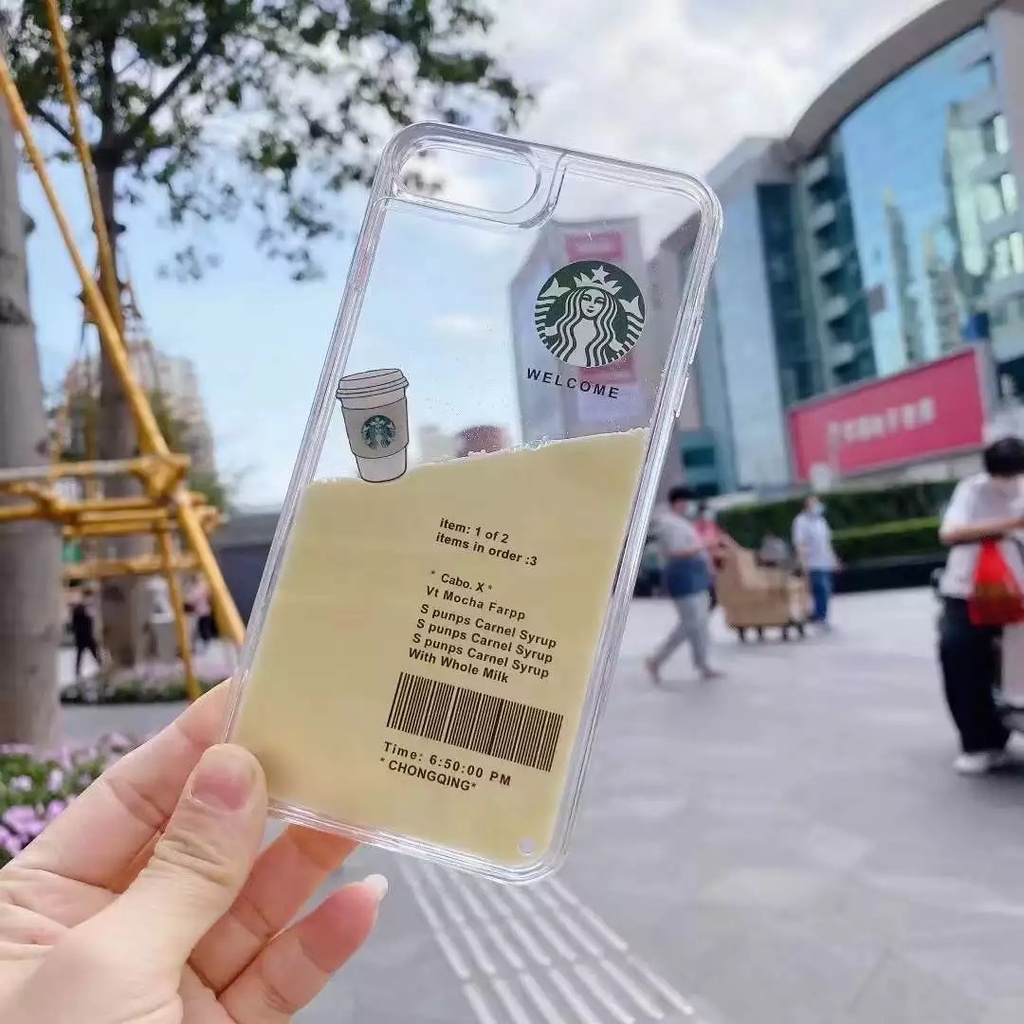 CASING GLITTER AIR GERAK STARBUCKS COFEE FOR IPHONE 7 7+ 8 8+ X XR XS MAX 11 PRO MAX 12 PRO MAX 13 PRO MAX