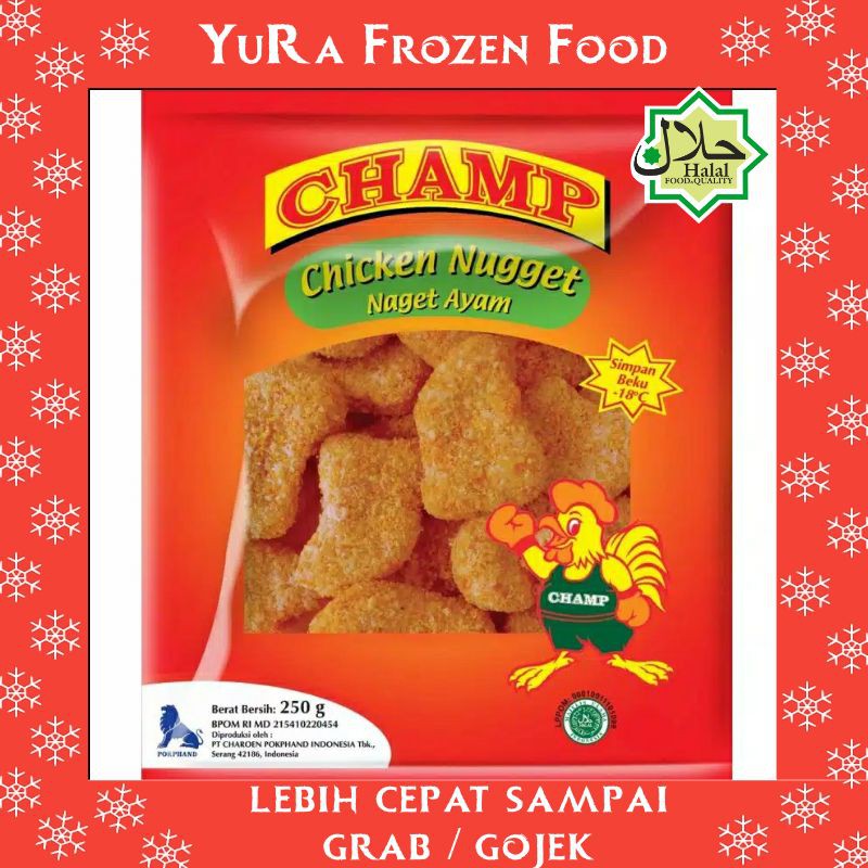 

Naget Ayam CHAMP Chicken Nugget 225gr Makanan Halal Enak Yura Frozen Food Murah