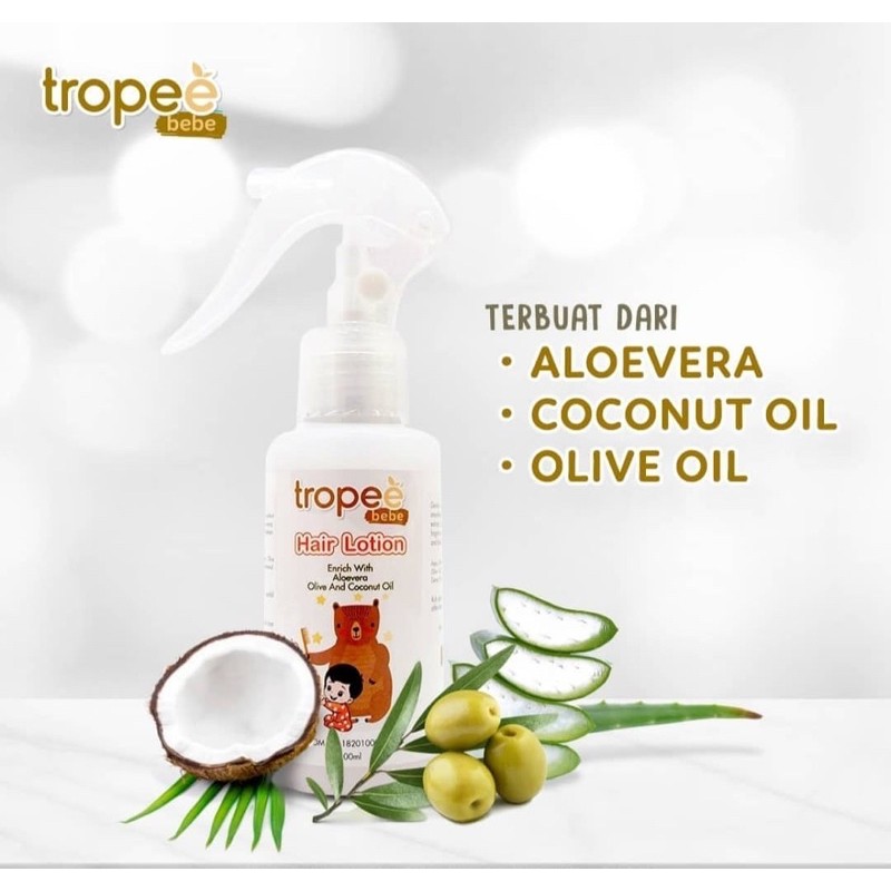 TROPEE BEBE Hair Lotion 100 ml with Aloevera + Olive + Coconut Oil / WINTER SKY + Rosemary + Tea tree oil - BPOM EXP 2025