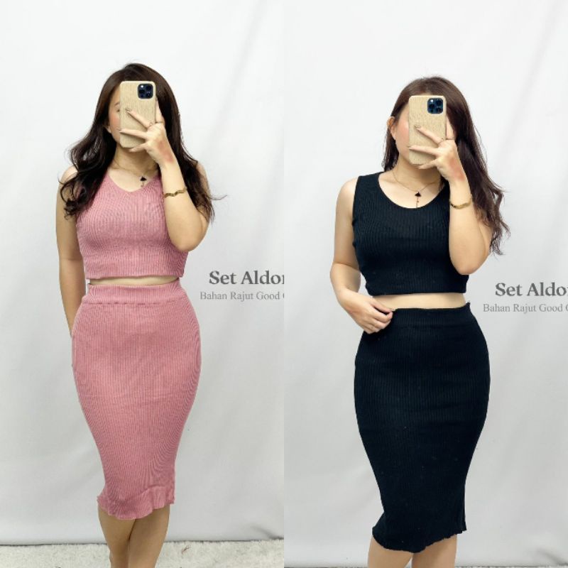 SET RAJUT WANITA TANKTOP + ROK RAJUT SET ALDORA 12