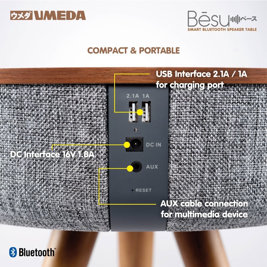 Umeda Besu Table Bluetooth Speaker Meja Speaker Minimalis SNI Garansi Resmi Umeda