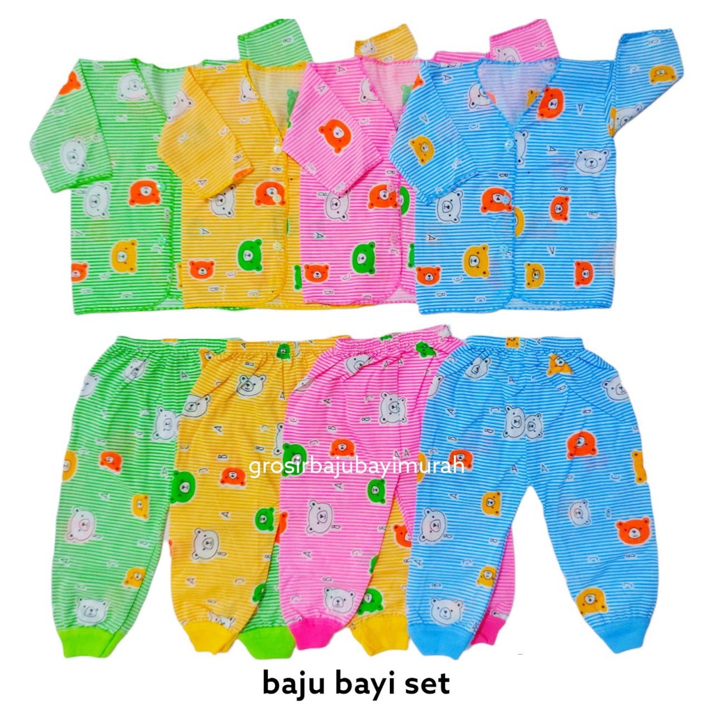 SETELAN baju bayi GARIS lengan PANJANG bayi baru lahir