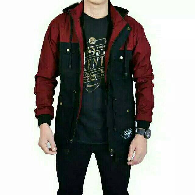 Jaket Parka Kombinasi Pockets Pria/Cowok Murah