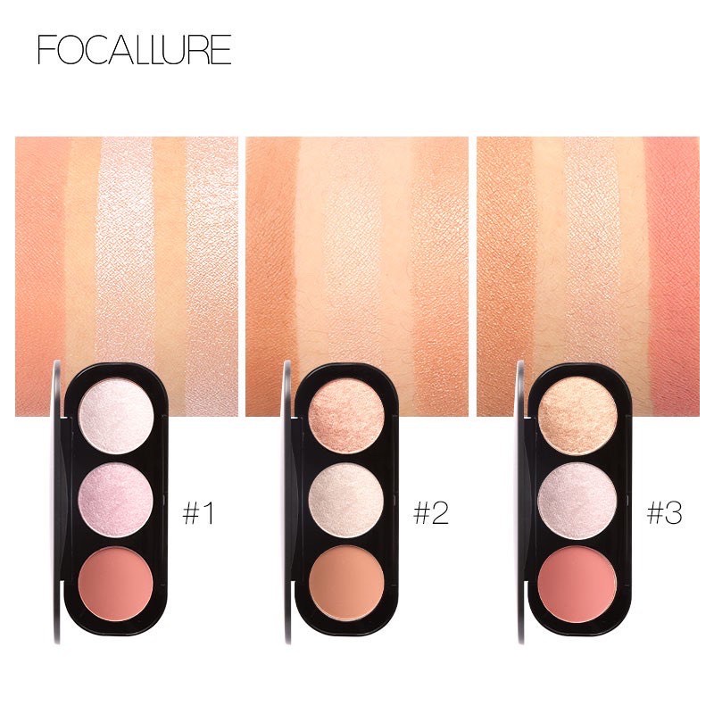 ❤ MEMEY ❤ FOCALLURE Blush &amp; Highlighter Palette FA26 ✔️BPOM | Blush On Contour