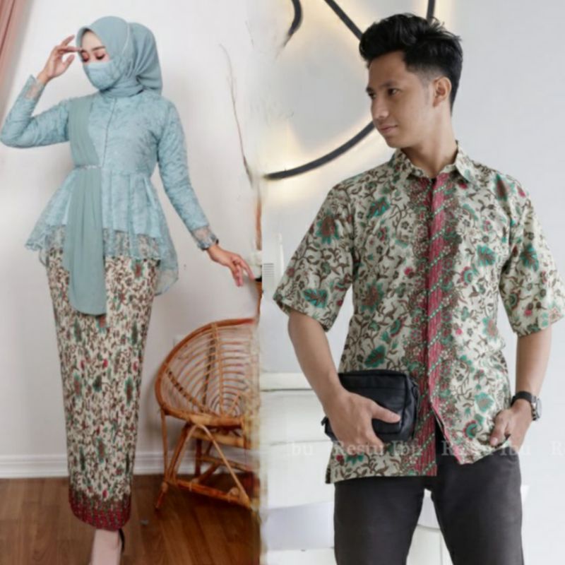 COUPLE KEBAYA MODERN COUPLE KEMEJA BATIK LENGAN PANJANG DAN LENGAN PENDEK