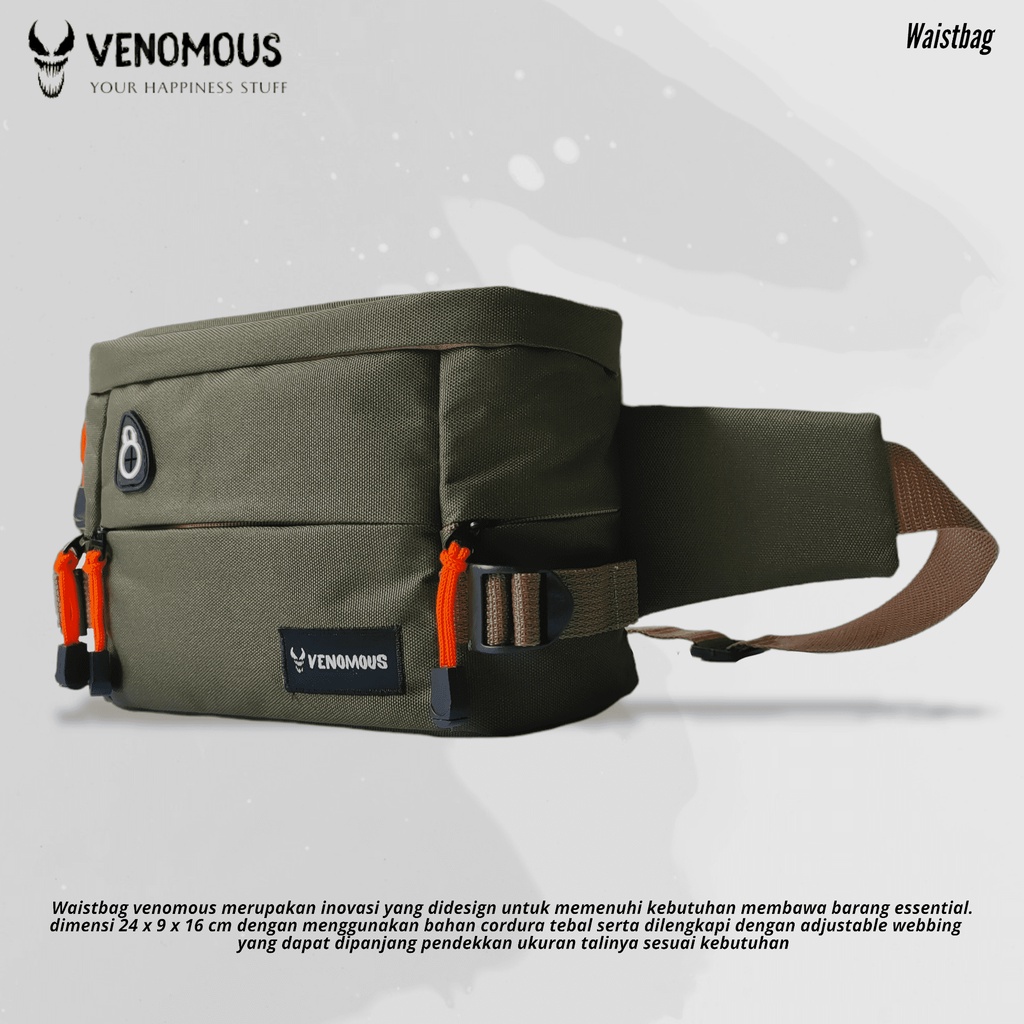 Tas Selempang Bahu Dan Pinggang Import Waistbag Amstar Venom Waterproof Sporty Model Trendi