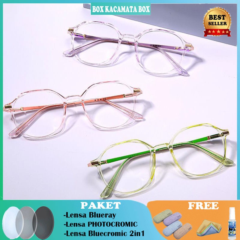 Kacamata FRAME+LENSA minus Antiradiasi Blueray Tr90 + Metal Fashion Terbaru pria dan wanita 2053