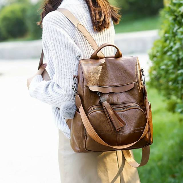 { COD } TAS RANSEL WANITA SEMI KULIT / TAS  MODEL TERLARIS