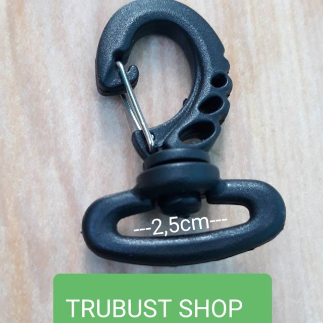 Kew kew plastik pp kait tas 2,5cm warna hitam