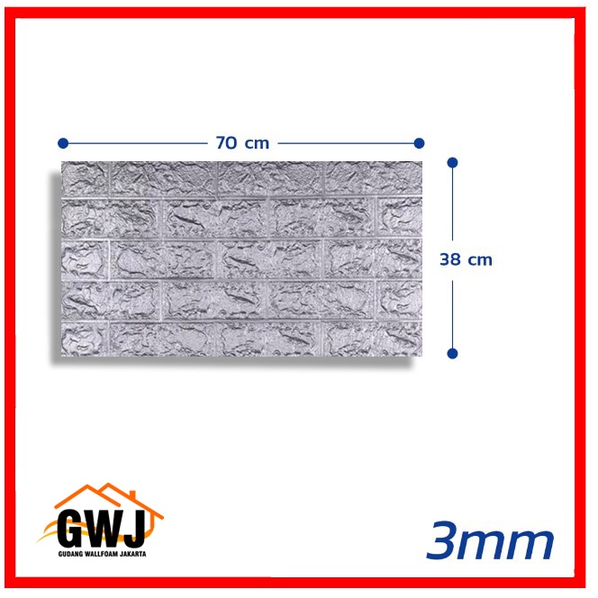 GWJ-Wallpaper Motif Bata 3D 70x38cm Tebal 3mm