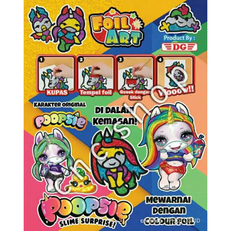 Mainan Mewarnai Foil Art Poopsie Slime / BT21 Mainan Edukasi Murah