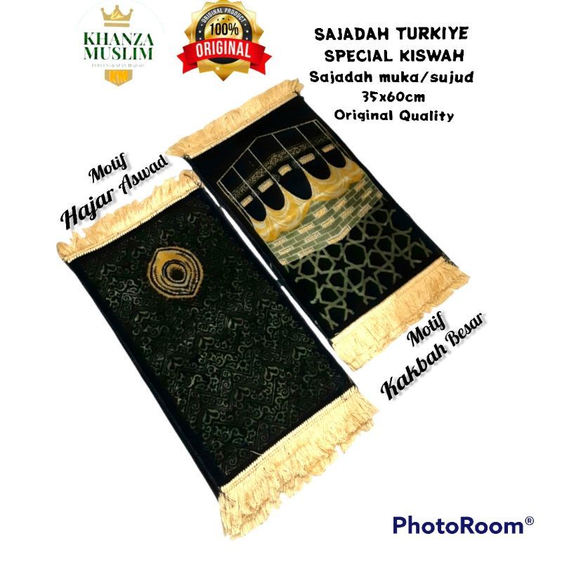 sajadah anak mini hitam turky halus lembut tebal halus premium ukuran 35×60cm