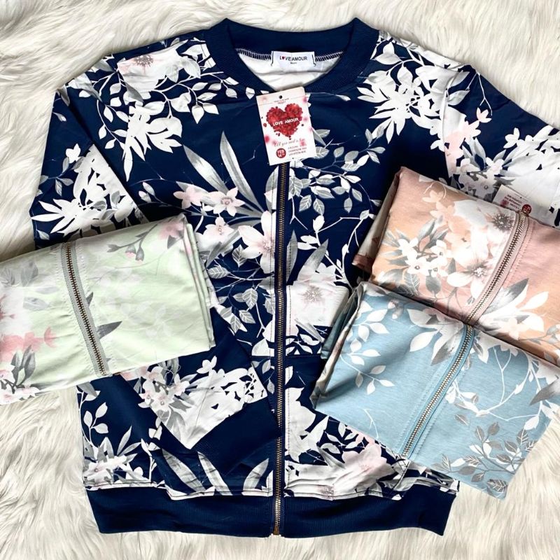 JAKET KAOS BUNGA PUTIH - IMPORT KOREA - FIT S TO XL - TIPPIT TIP (BISA COD)-1