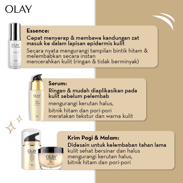 Olay Set Total Effects Niacinamide Skincare Antiaging - Day and Night Cream, Serum