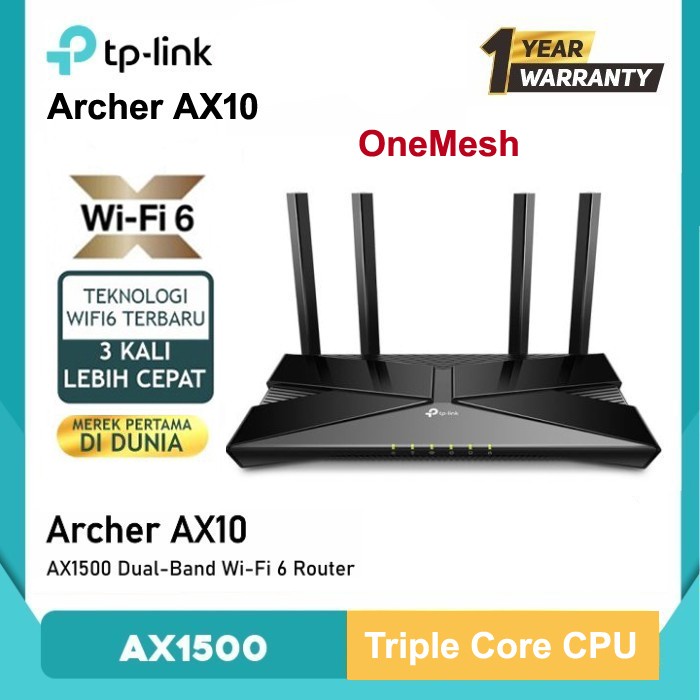 Tp-Link Archer AX10 AX1500 Wi-Fi 6 Router Tplink TP-LINK Archer AX10 - AX1500 WiFi 6 Router TP-Link AX1500 Wi-Fi 6 Wireless Router Dual Band Archer AX10 - Hitam TP-LINK Archer AX10 AX1500 Dual Band Wi-Fi 6 Router Tp-Link Archer AX10 AX1500 Wi-Fi 6 Router