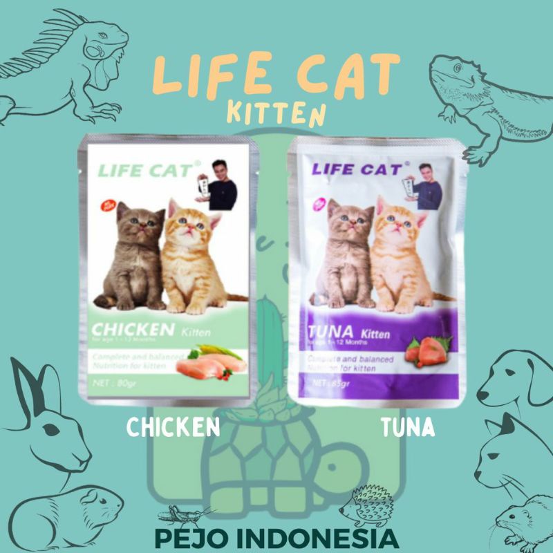 Life Cat Pouch Wet Food Makanan Kucing Kitten Basah Sachet 85Gram