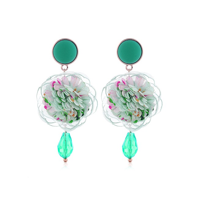 LRC Anting Tusuk Fashion Flower Stud Earrings With Crystal Alloy A60559