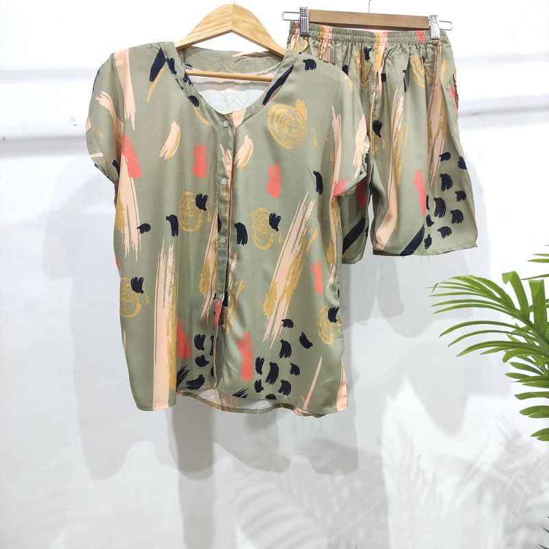 PIYAMA KANCING PENDEK HITS PIYAMA KANCING BUSUI | PIYAMA RAYON | HOMEWEAR-NK PD LL