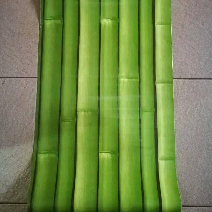 Wallpaper stiker dinding motif bambu hijau 3D elegan GH 191 GH191 10mx45cm PVC siap tempel