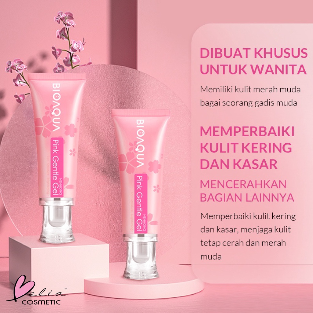 ❤ BELIA ❤ BIOAQUA Nenhong Pink Gentle Gel Cream 30g Warm Gentle Pink Nenhong Lip Serum Pemerah Bibir Serum Bibir Untuk Bibir Hitam | BPOM