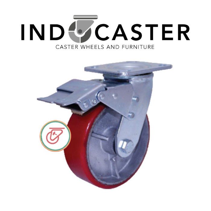 Roda Troli PU RHJ-TW Heavy Duty Caster Plat Rem Diameter 4 Inch