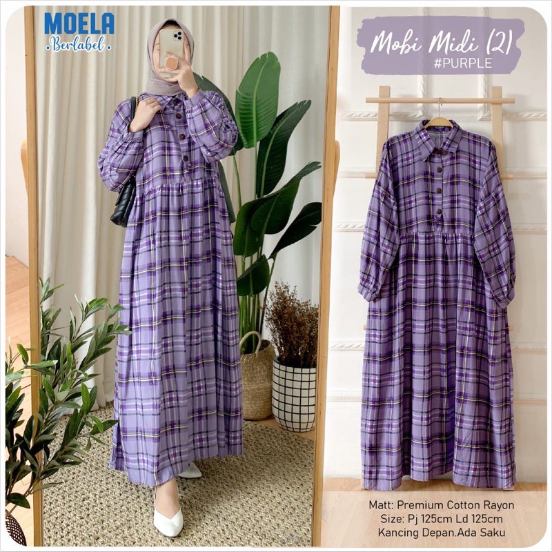 Dress Gamis Mobi Midi Purple Ld 125 by Original Moela Berlabel