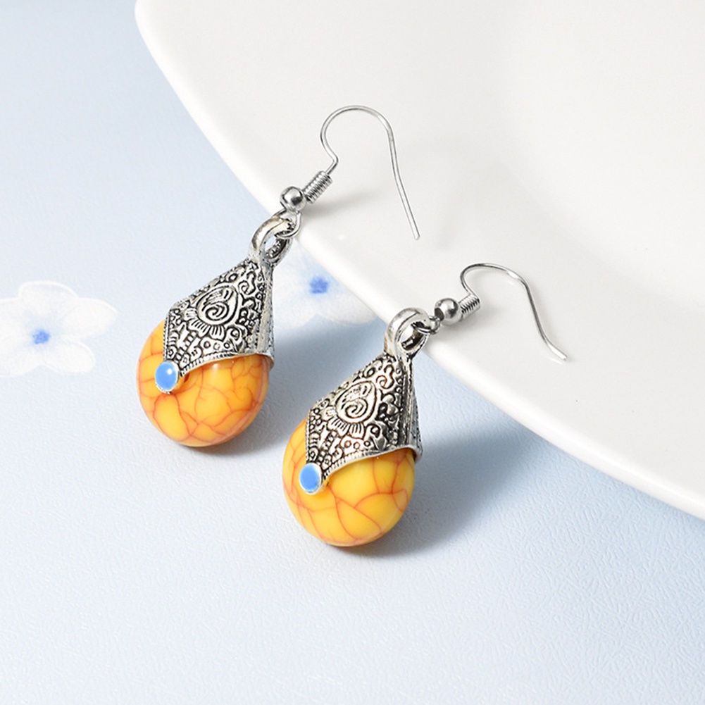 Hu Hu Hu Hu Hu Alat Bantu Pasang Kacamata♡ Anting Kait Gantung Wanita Bahan Resinalloy Desain Batu Gaya Etnik Untuk Hadiah