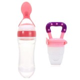 SHINE STAR - BAYAR DI TEMPAT - PAKET 2 IN 1 PROMO Botol Sendok Makan Bayi + Dot Bayi / Dot Buah - Warna Random