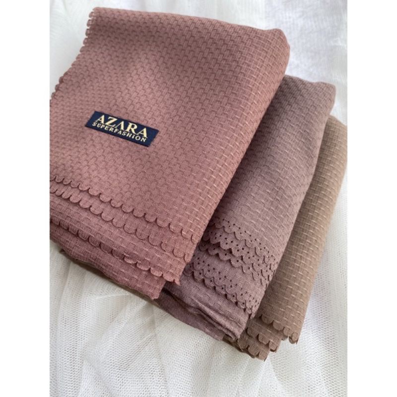 [TERBARU] Hijab Azara NUR CHECK Lasercut kerudung Jilbab segiempat polos cornskin waffle sahara pott