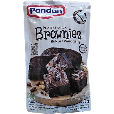 

Pondan Brownies 230gr Premiks untuk Brownies Kukus / Panggang - Choco Chips Included