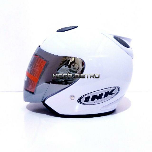Helm INK KW Super Centro Kaca Silver Helem Half Face Pria Wanita Dewasa SNI Murah Merek GTR-Putih