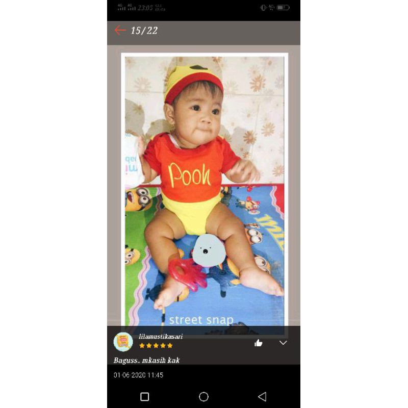 Baju bayi jumper bayi pooh/jumpsuit baby pooh