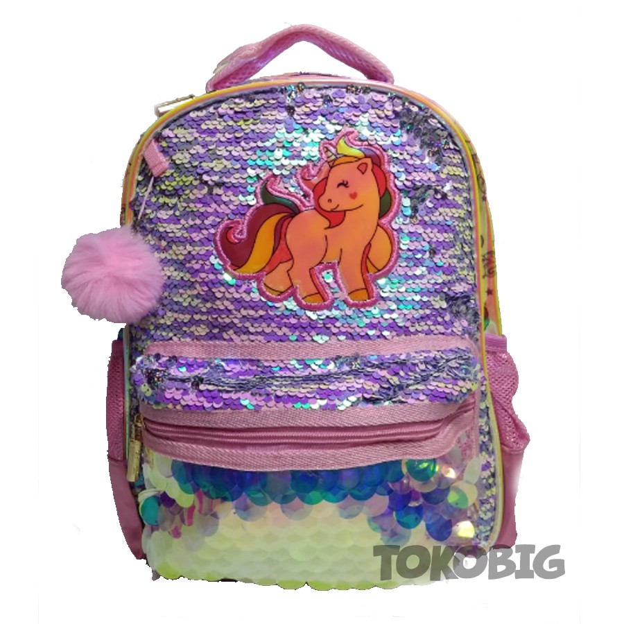 Tas Backpack Sequin &amp; Hologram Tas Sekolah TK Anak Perempuan