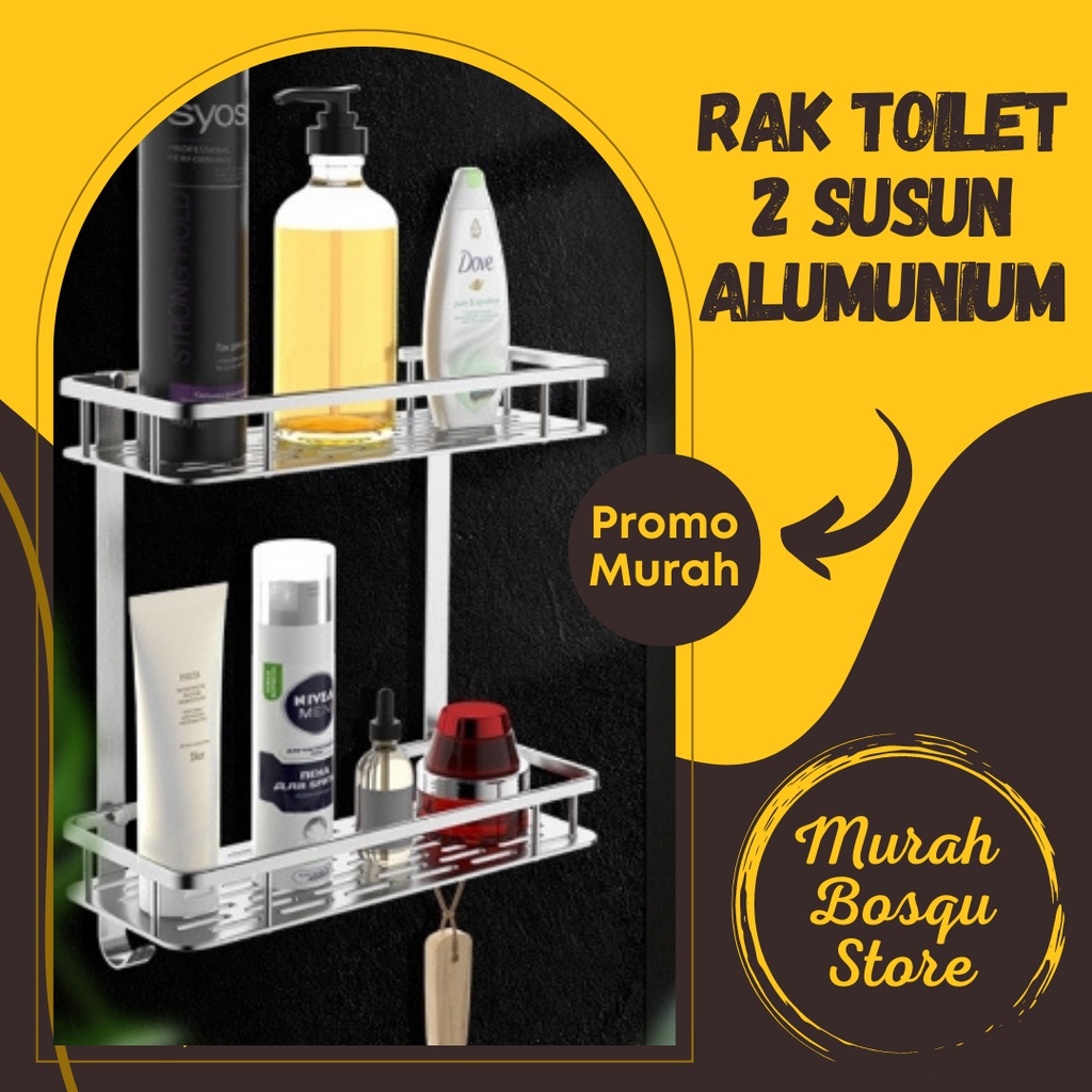 Rak Kamar Mandi Aluminium 2 Susun - Rak Bumbu Dapur 2 Susun Aluminium