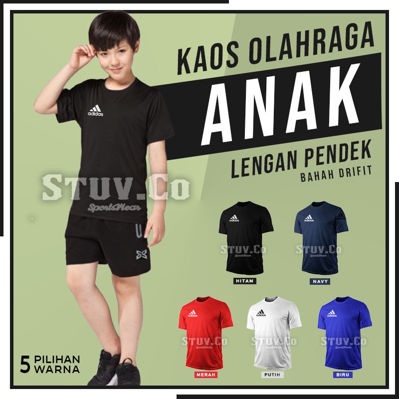 KAOS OLAHRAGA ANAK BAHAN DRIFIT USIA 7 SAMPAI 13 TAHUN KEREN